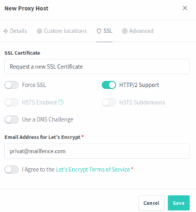 Einstellungen SSL